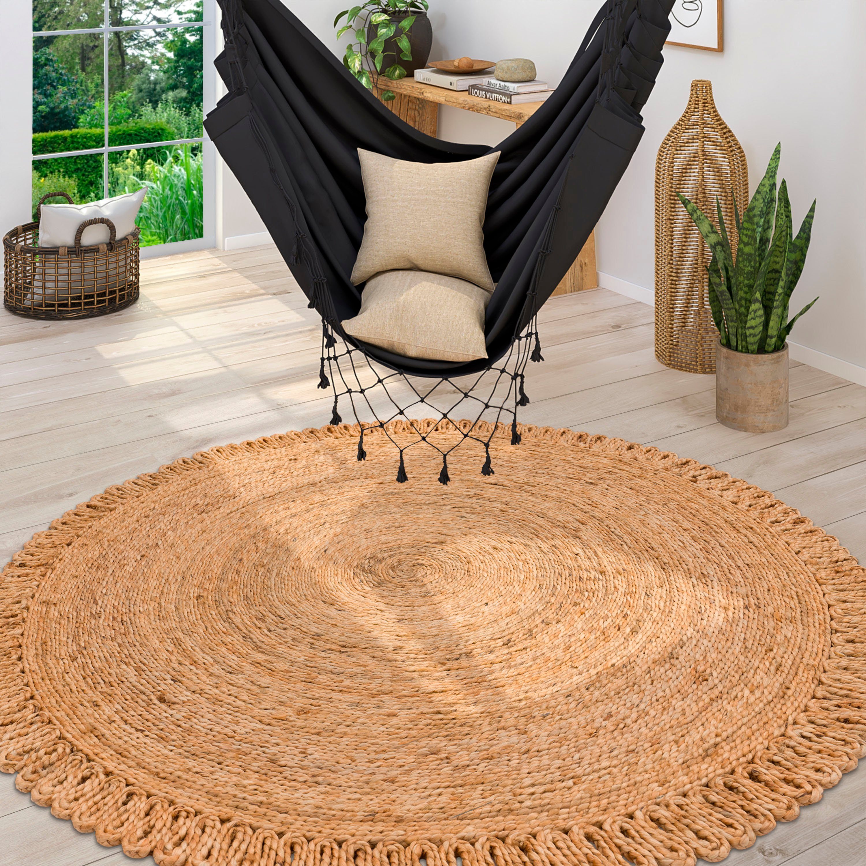 Paco Home Teppich »Viborg 596«, rund, 13 mm Höhe, handgefertigter Natur-Tep günstig online kaufen