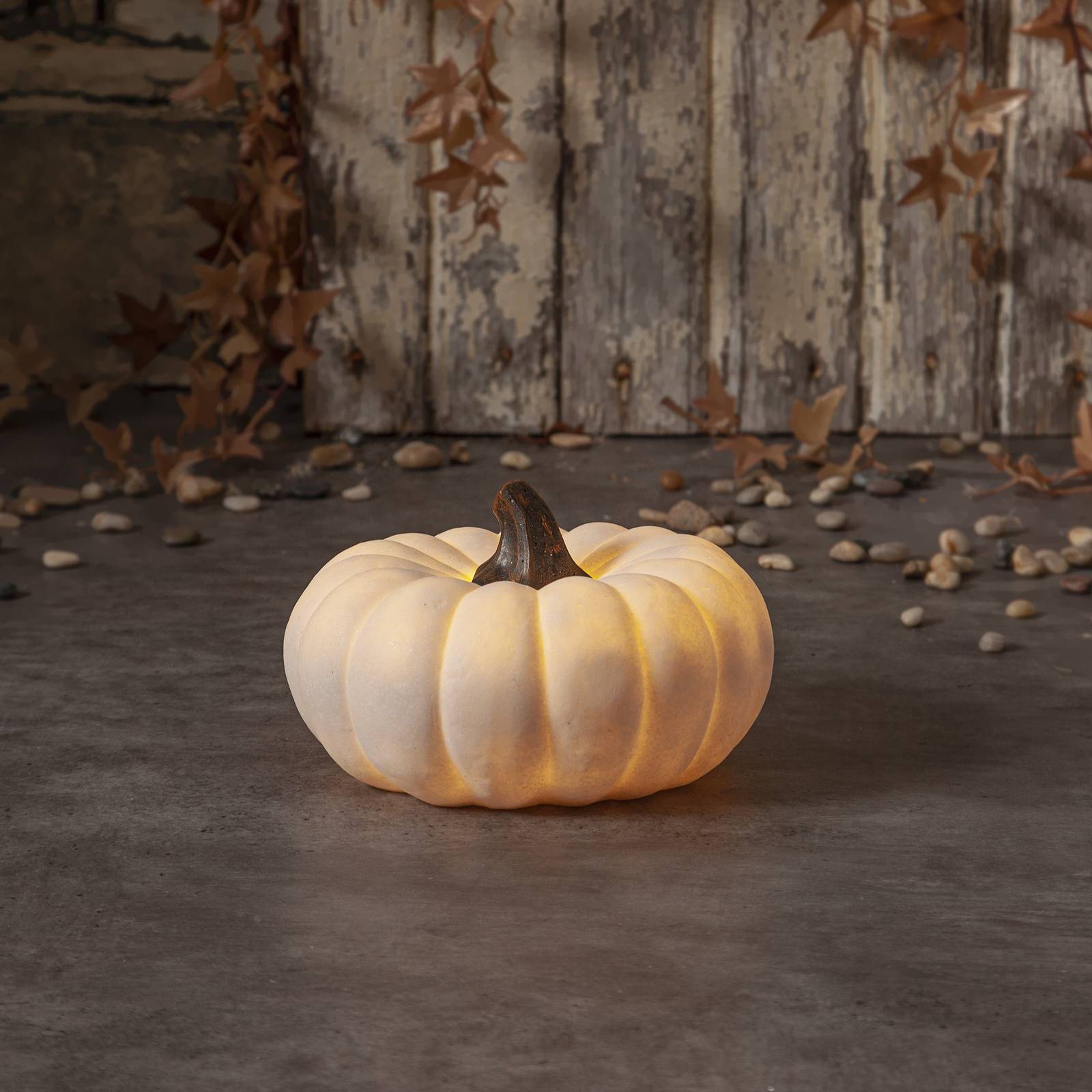 LED-Terrassenleuchte Sandy Pumpkin, Ø 20,5 cm, weiß Batterie günstig online kaufen