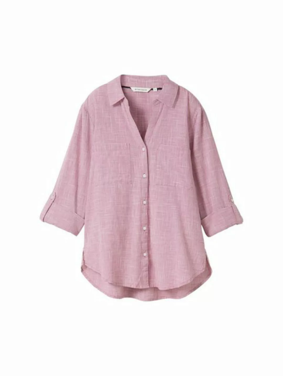 TOM TAILOR Blusentop blouse with slub structure, pink velvet günstig online kaufen