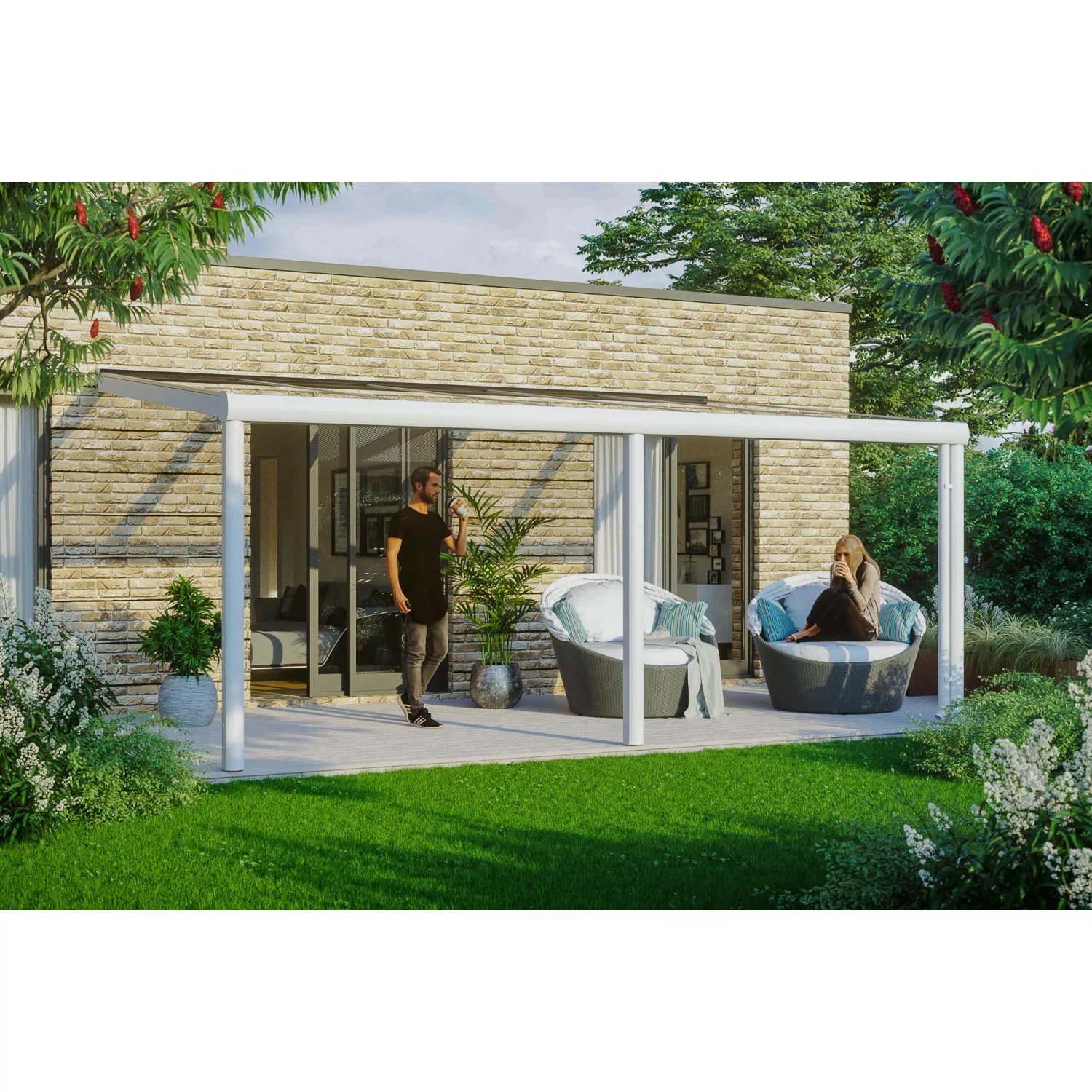 Skan Holz Terrassenüberdachung Garda 541 x 307 cm Aluminium Weiß günstig online kaufen