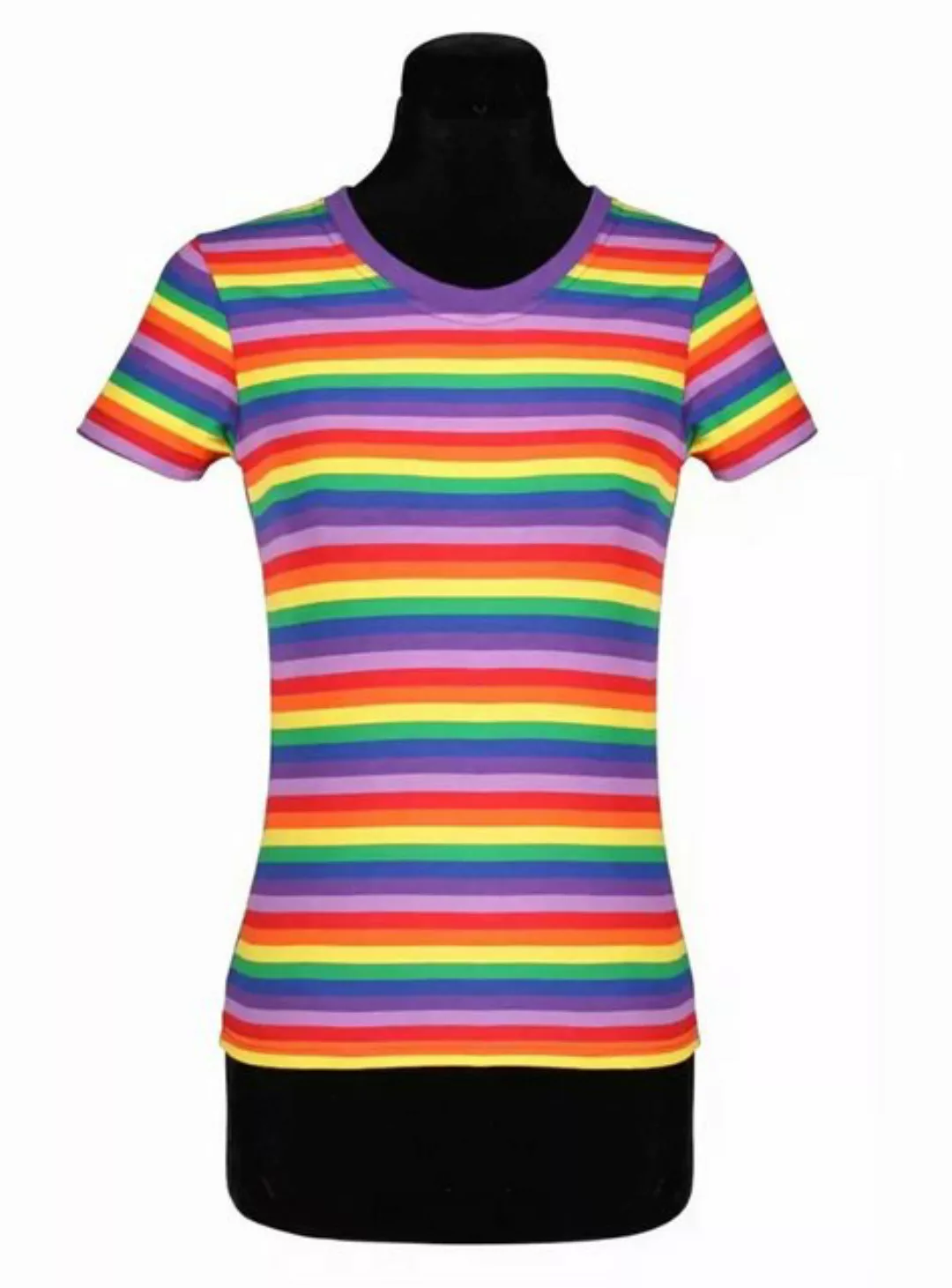 Smiffys T-Shirt Damen Ringelshirt kurzarm bunt – alltagstauglich Gestreifte günstig online kaufen