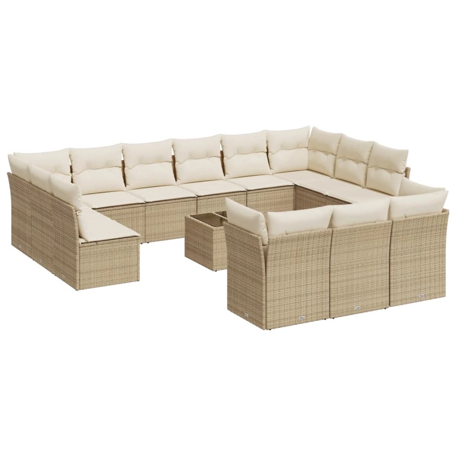 vidaXL 14-Tlg Garten-Sofagarnitur mit Kissen Beige Poly Rattan 3250297 günstig online kaufen