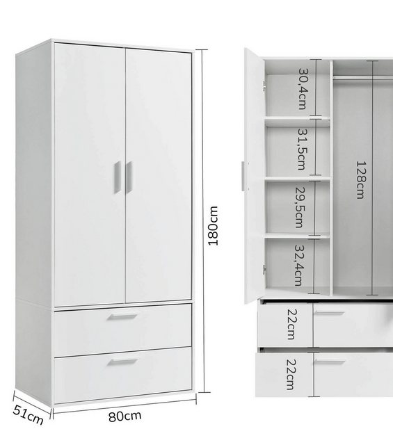 mokebo Kleiderschrank Der Kleiderheld (2-Türig & 2 Schubladen) Garderobensc günstig online kaufen