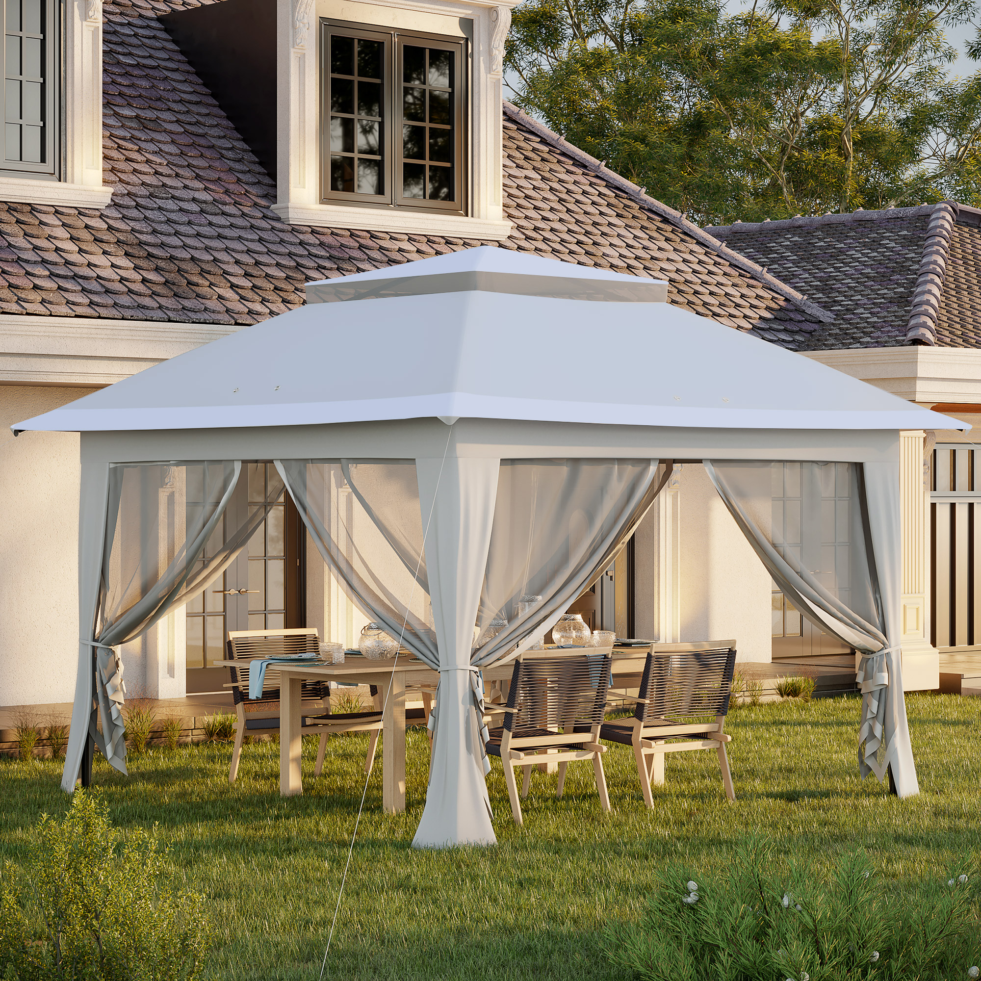 Outsunny Faltpavillon Pop-Up-Zelt Gartenpavillon inkl. Rollentasche Stahl+O günstig online kaufen