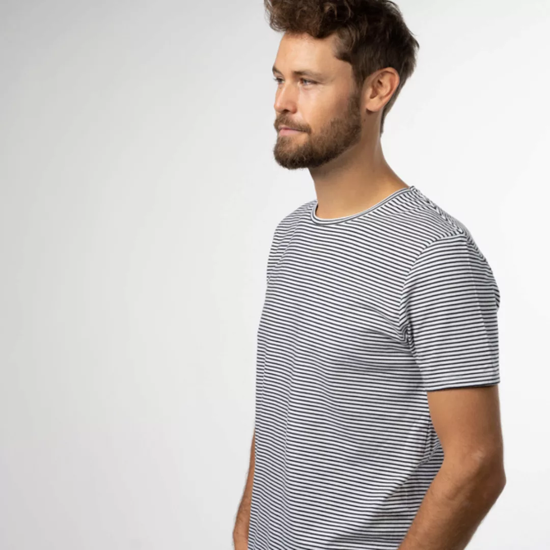T-shirt Stripes Herren - Biobaumwolle Schwarz & Weiß günstig online kaufen
