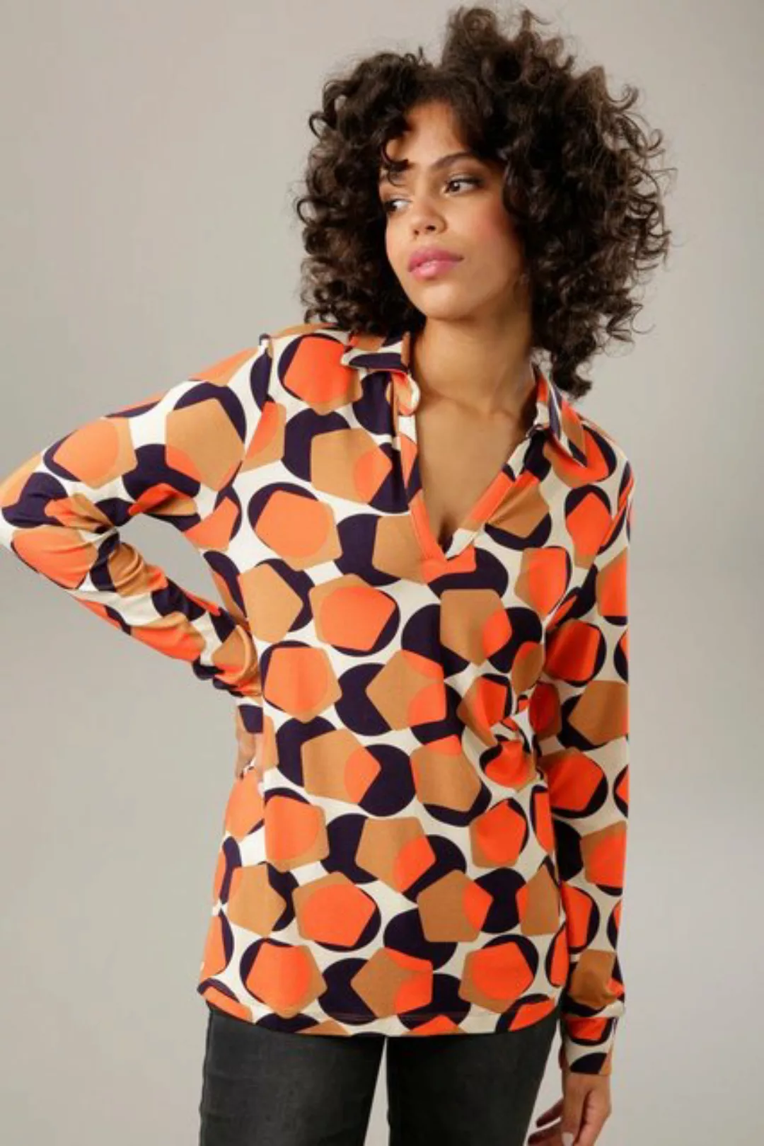 Aniston CASUAL Shirtbluse mit trendigem Retro-Muster - jedes Teil ein Unika günstig online kaufen