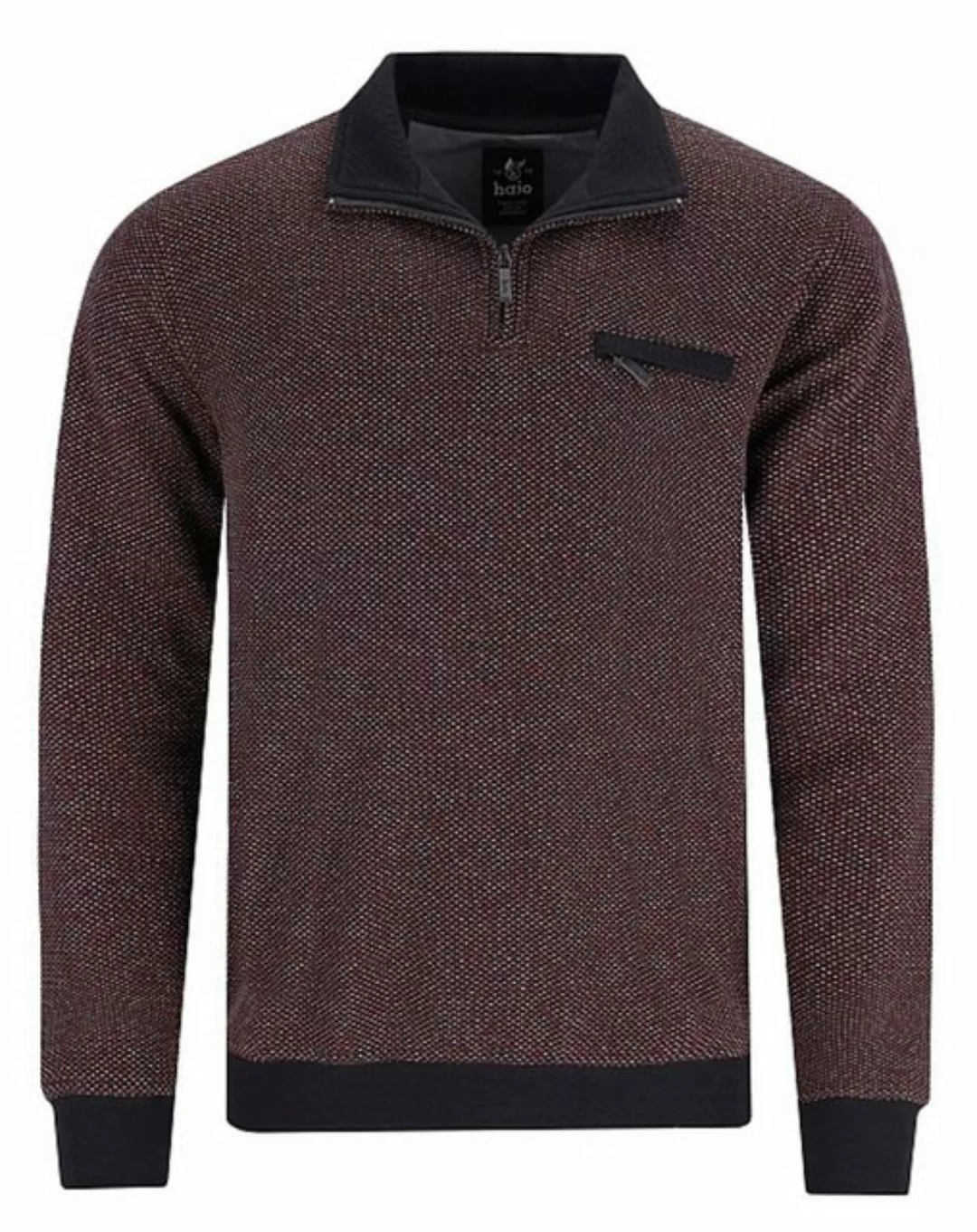 Hajo Sweatshirt Herren Sweatshirt mit Reißverschluss (1-tlg) Troyer Kragen günstig online kaufen