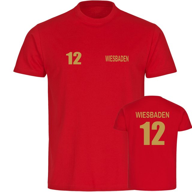 multifanshop T-Shirt Herren Wiesbaden - Trikot Nummer 12 gold - Männer günstig online kaufen