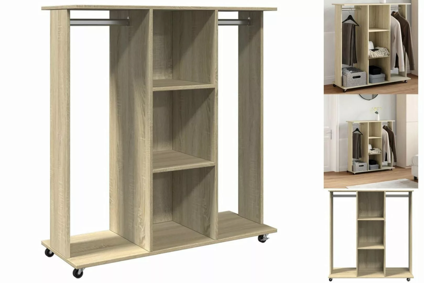 vidaXL Kleiderschrank Kleiderständer mit Rollen Sonoma-Eiche 102x38x110 cm günstig online kaufen