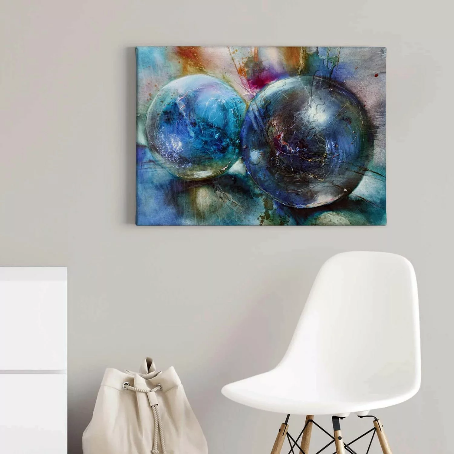 Bricoflor Moderne Kunst Wandbild In Blau Und Türkis Leinwand Bild In Ölgemä günstig online kaufen