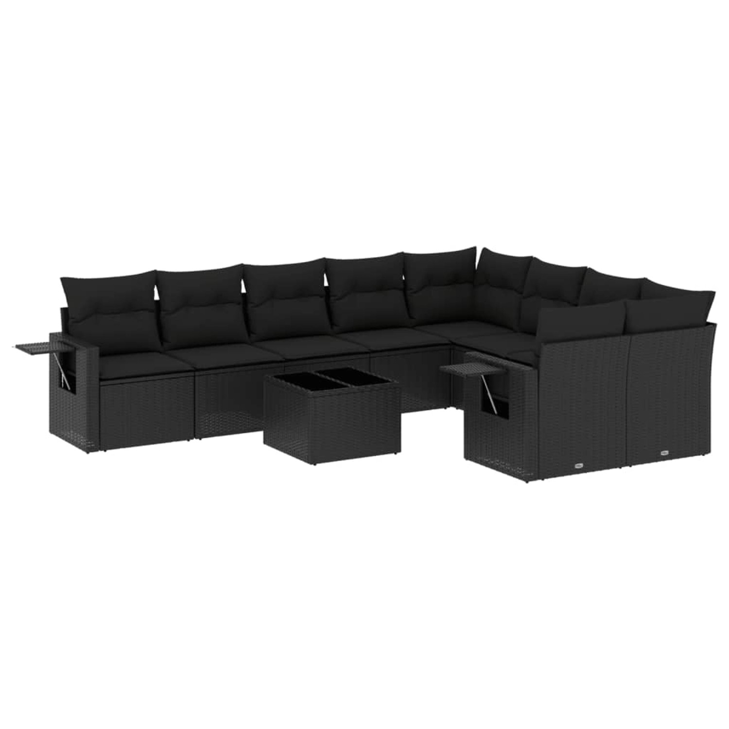 vidaXL 10-Tlg Garten-Sofagarnitur mit Kissen Schwarz Poly Rattan 3252982 günstig online kaufen