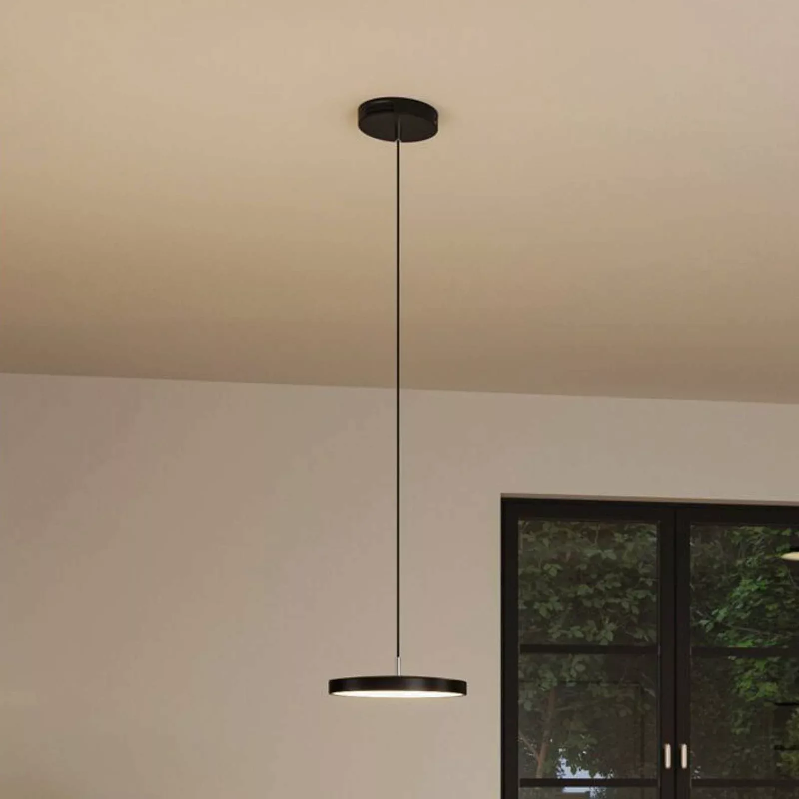 Smarte Zigbee 3.0 LED Pendelleuchte Hildor in Schwarz-matt 17W 1000lm günstig online kaufen