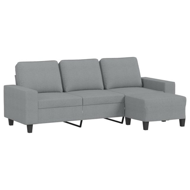 vidaXL Sofa 3-Sitzer-Sofa mit Hocker 180 cm Stoff, Hellgrau günstig online kaufen