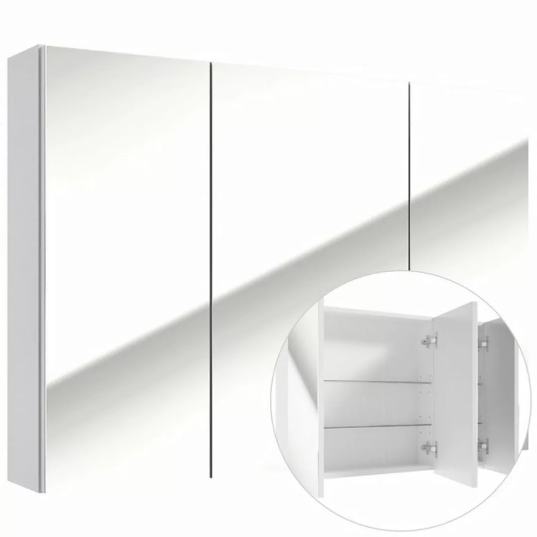 Lomadox Spiegelschrank SOFIA-107 85 cm 3-türig in Hochglanz weiß lackiert, günstig online kaufen
