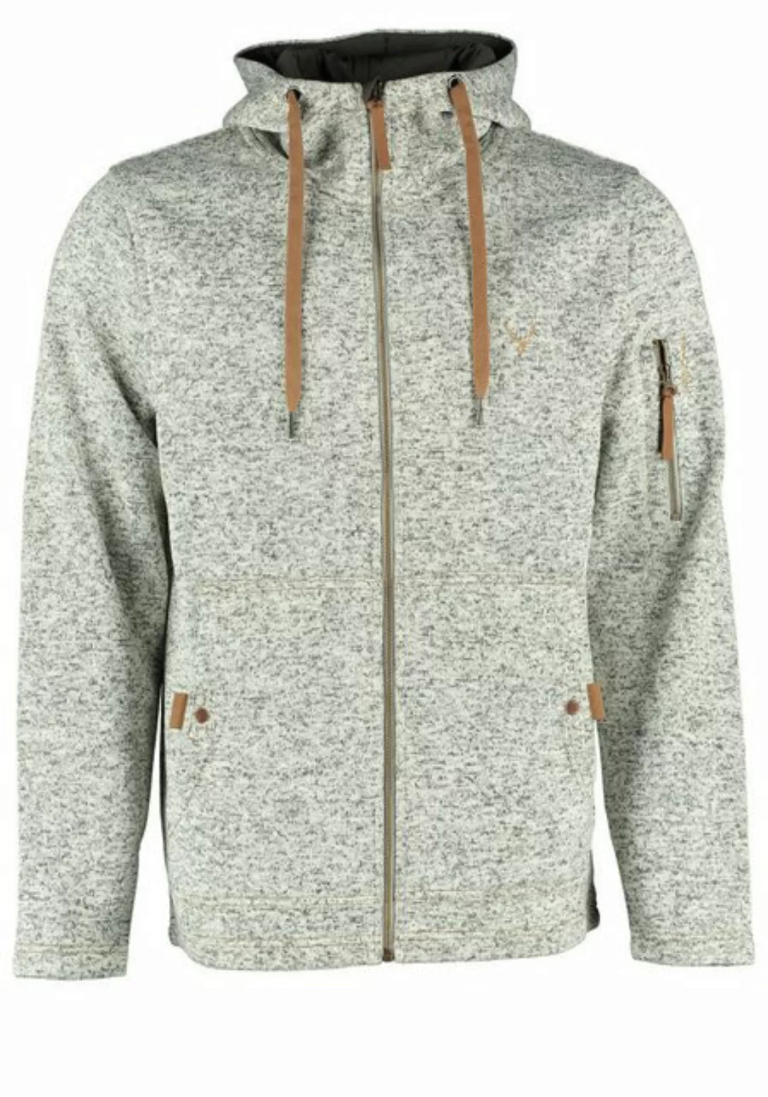 Tom Collins Strickfleecejacke Vazabi Herren Kapuzenjacke mit Hirsch-Sticker günstig online kaufen