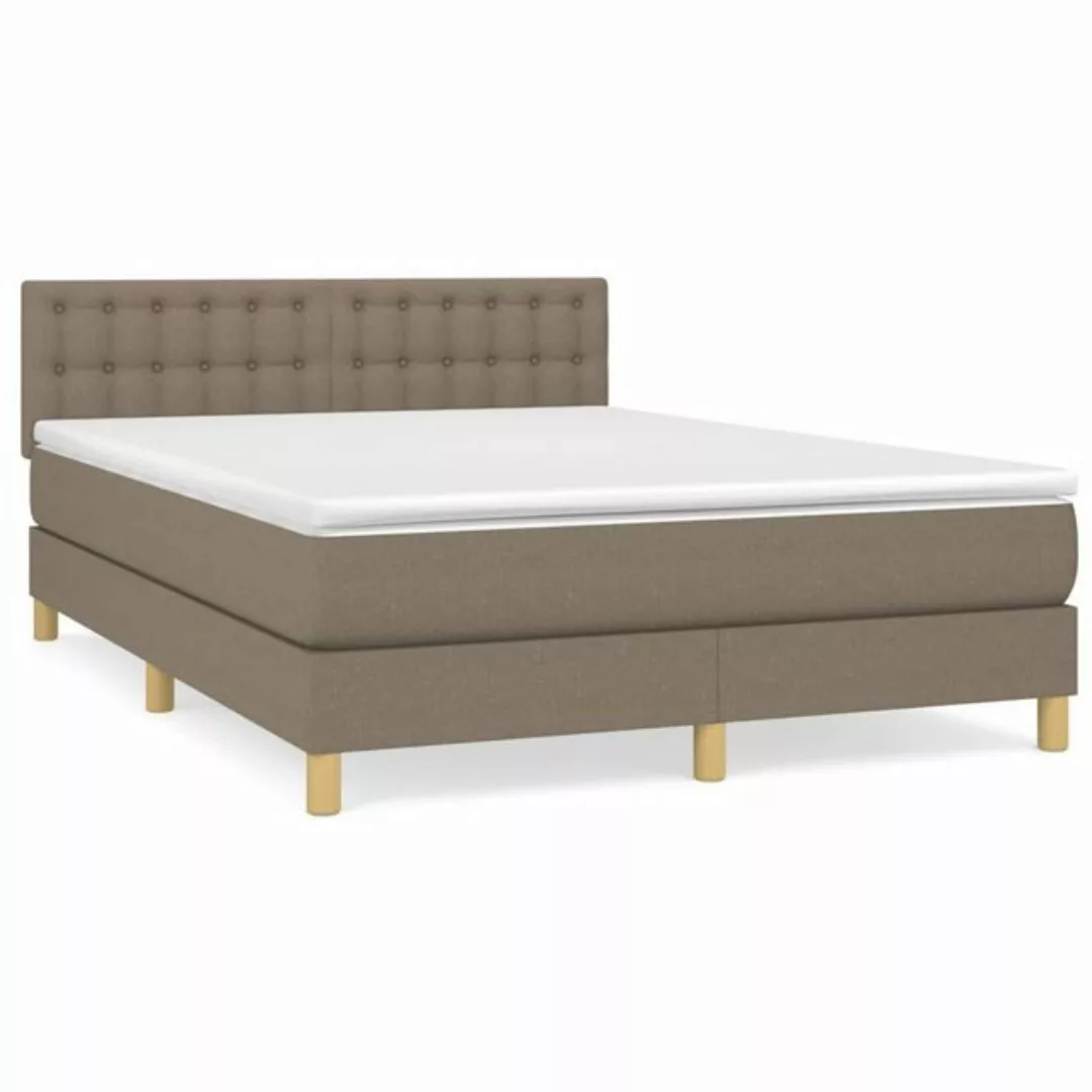 vidaXL Bettgestell Boxspringbett mit Matratze Taupe 140x200 cm Stoff Bett B günstig online kaufen