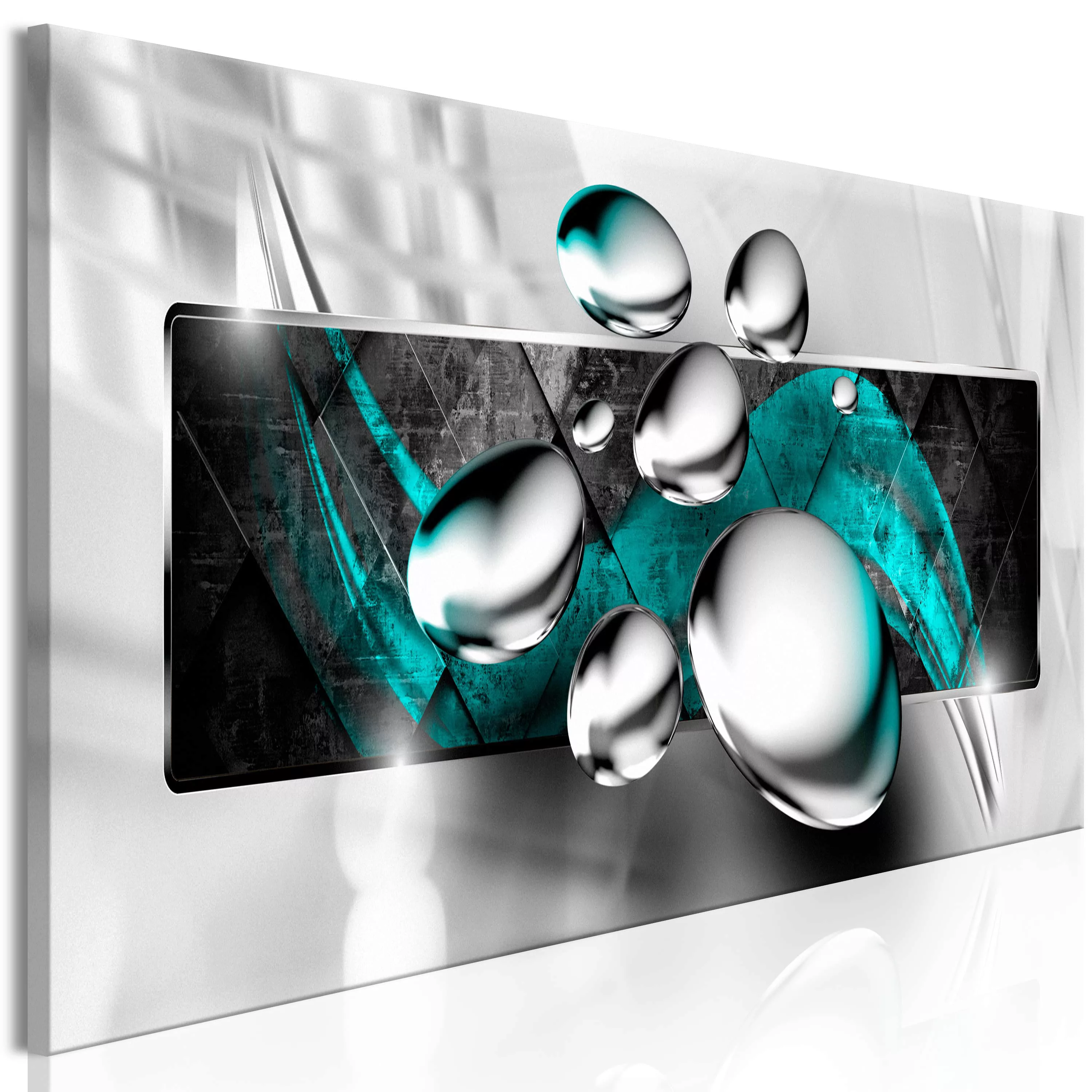 Wandbild - Shiny Stones (1 Part) Narrow Turquoise günstig online kaufen