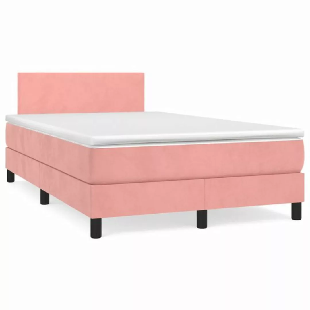 vidaXL Boxspringbett Boxspringbett mit Matratze Rosa 120x200 cm Samt Bett B günstig online kaufen