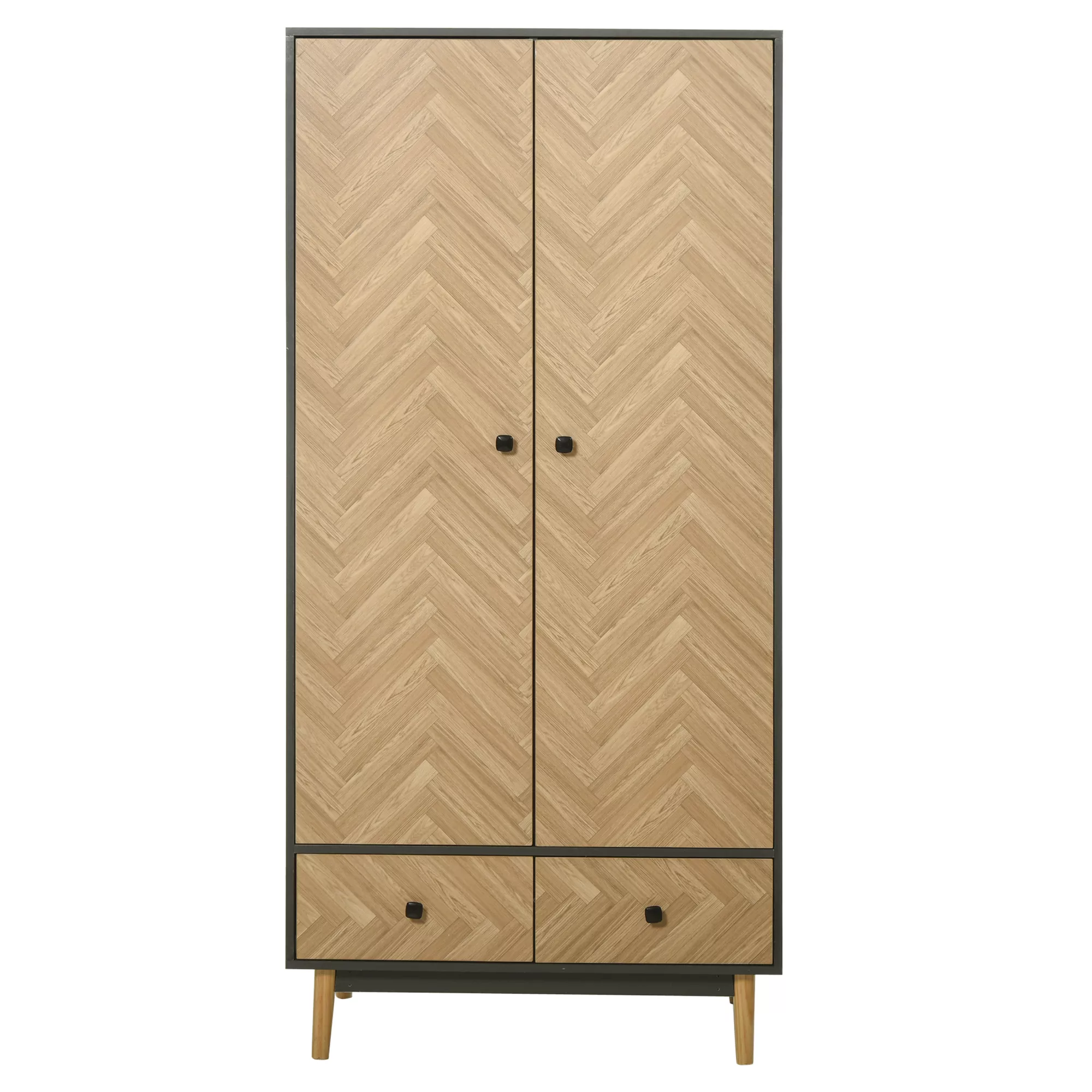HOMCOM Kleiderschrank mit 2 Türen, Schlafzimmerschrank, mit Regalen, Stange günstig online kaufen