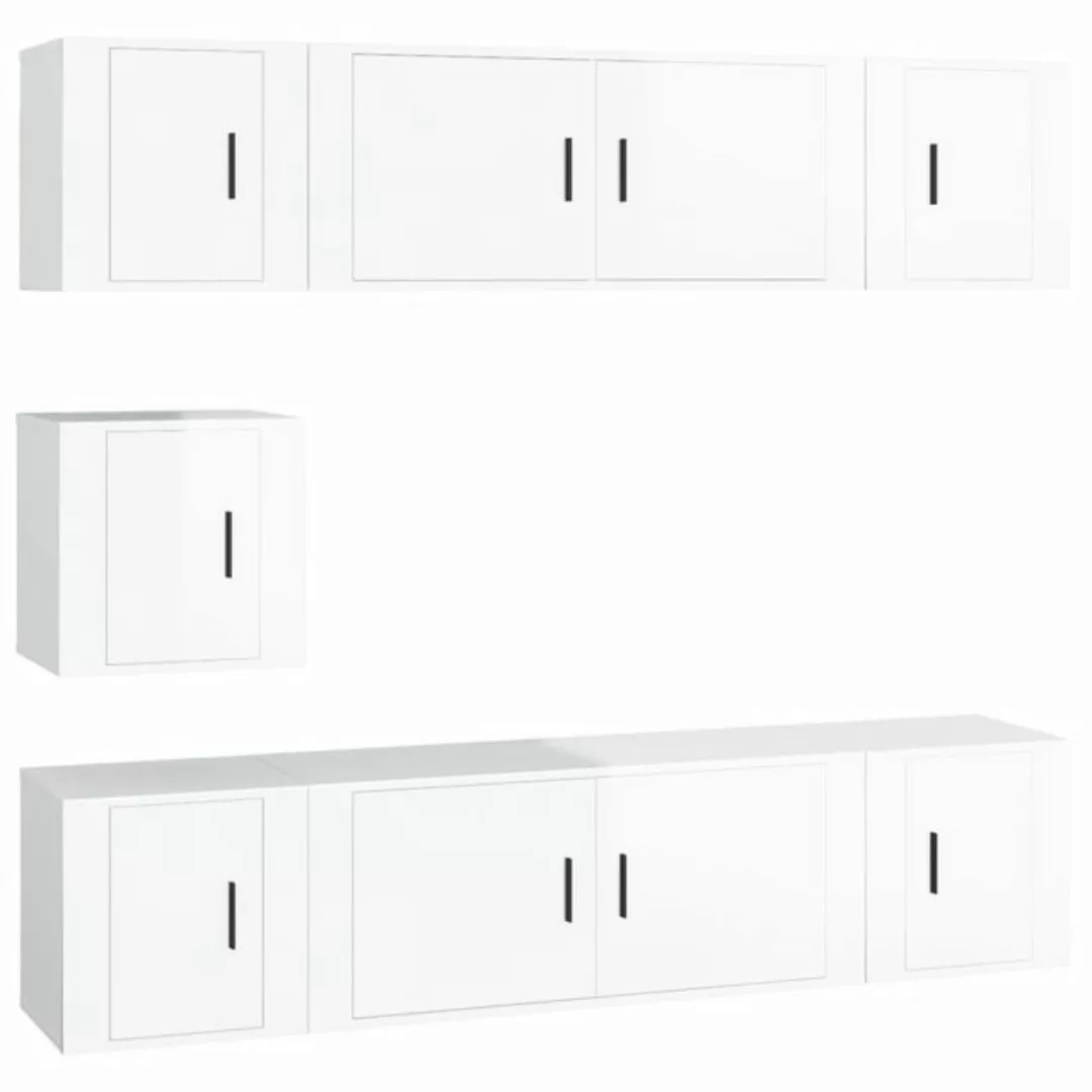 Vidaxl 7-tlg. Tv-schrank-set Hochglanz-weiß Holzwerkstoff günstig online kaufen