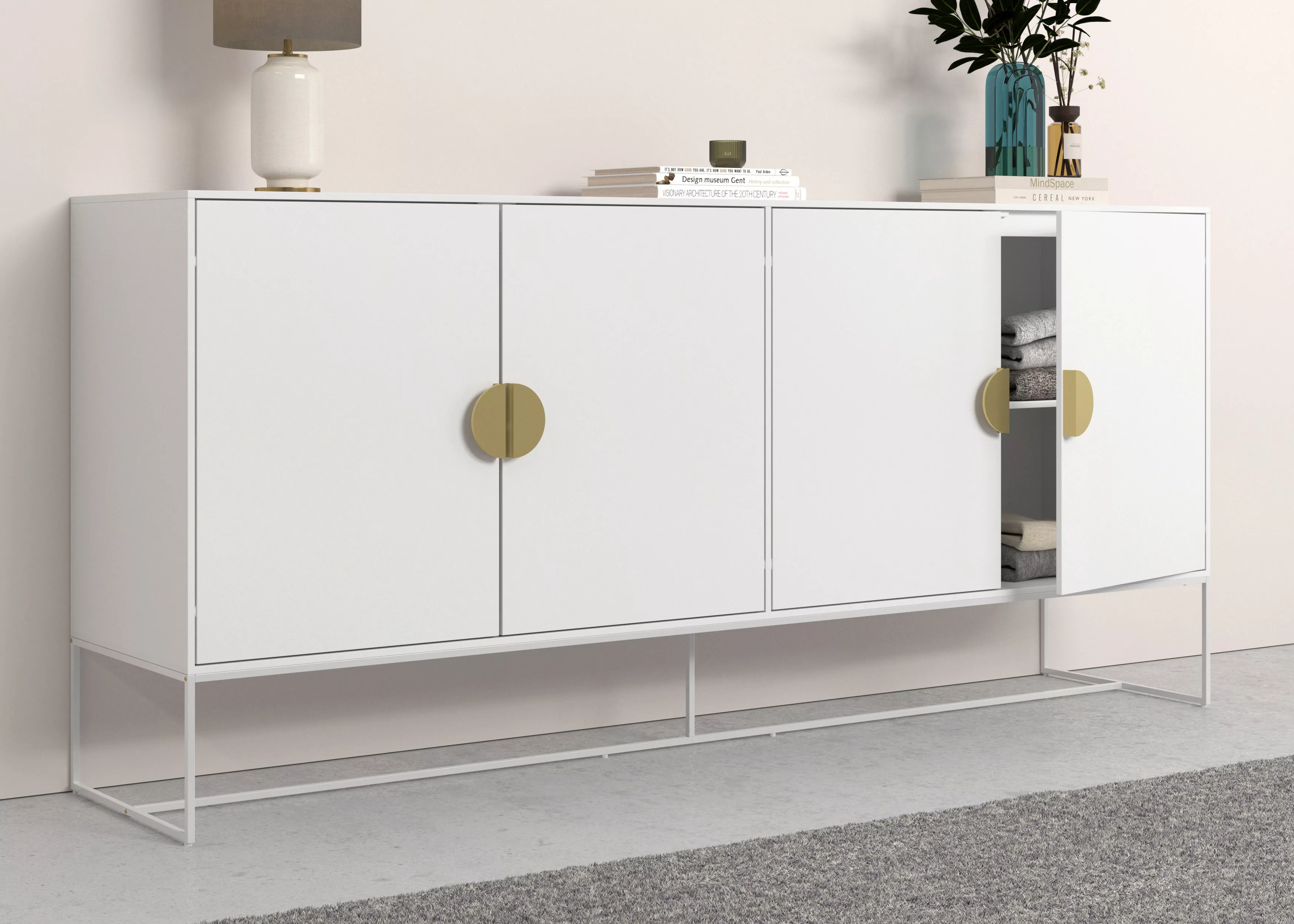 Places of Style Sideboard "Abito", mit Drehtüren, goldene Griffe und 2 Einl günstig online kaufen