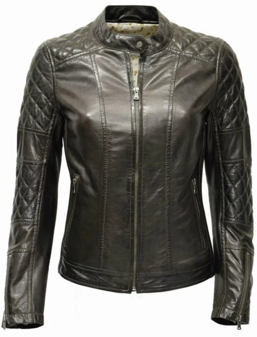 Zimmert Leather Lederjacke Dreamy gesteppte Arme, washed Leder, stehkragen, günstig online kaufen