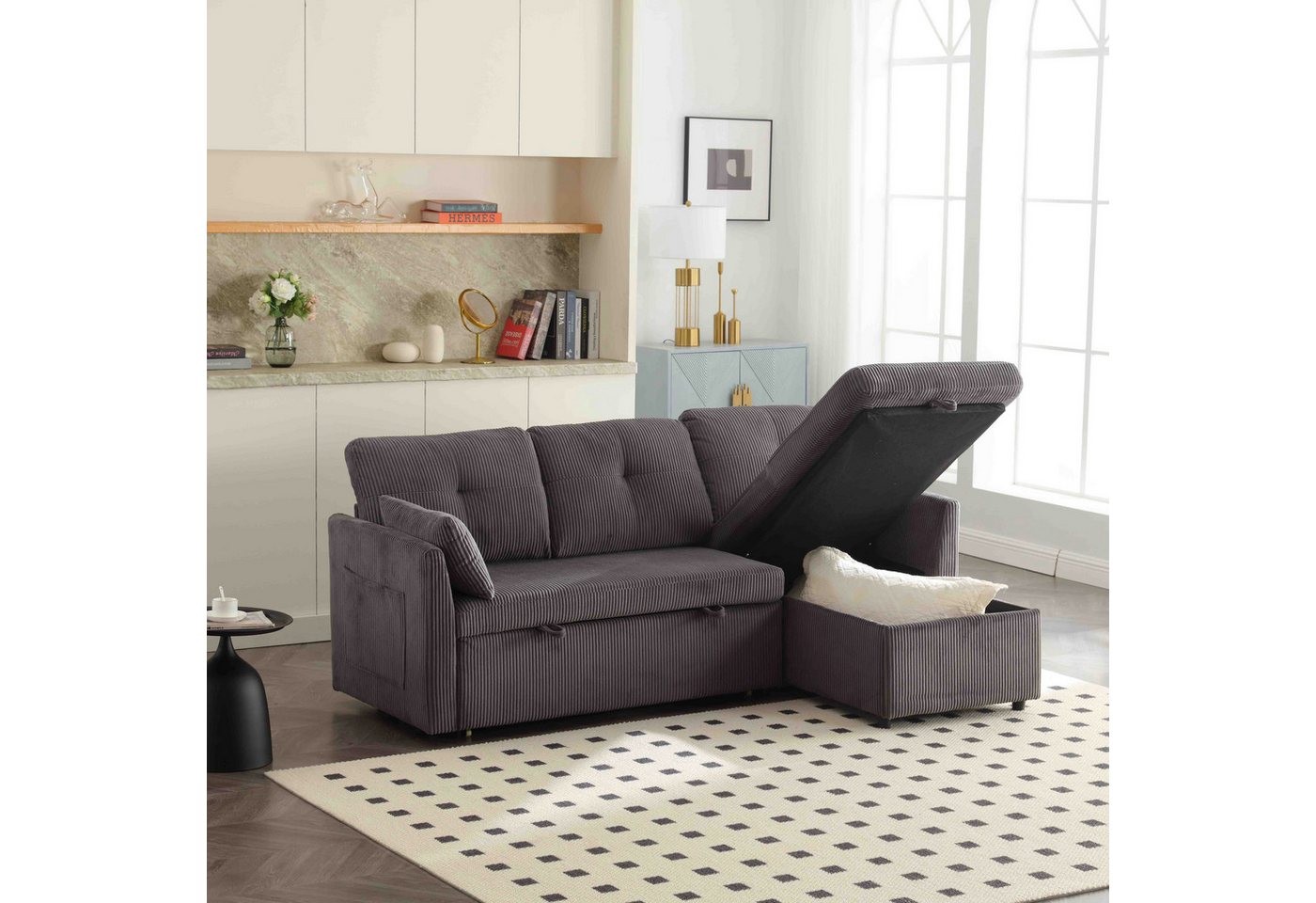 OKWISH Sofa Ecksofa L-förmiges modulares Sofa, mit umkehrbarer Chaiselongue günstig online kaufen