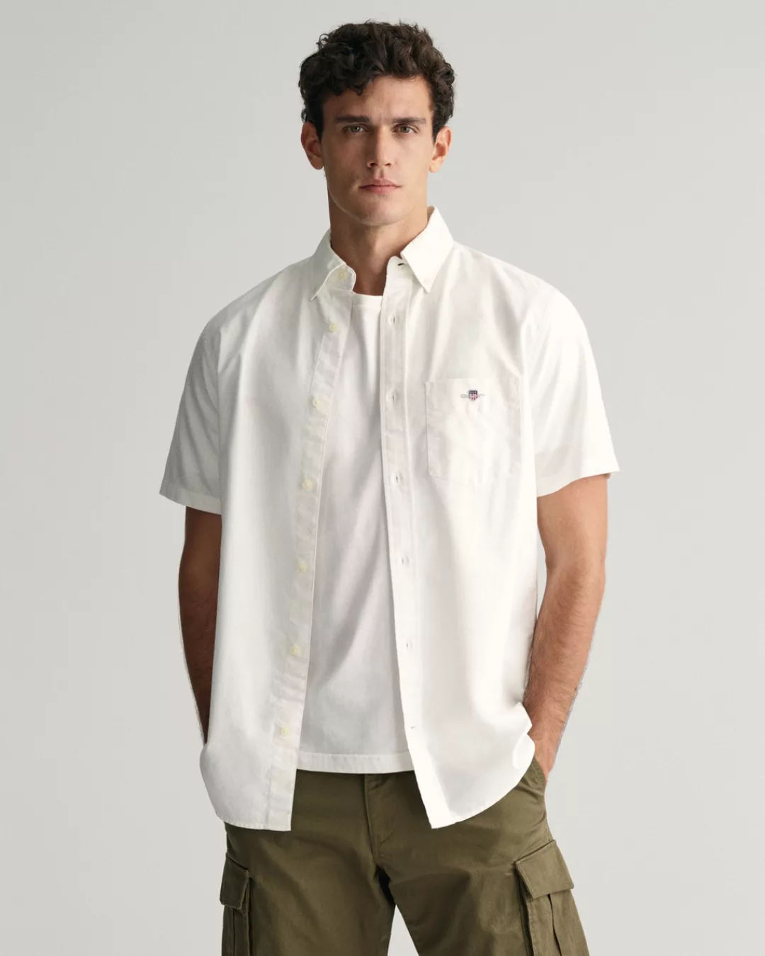 Gant Kurzarmhemd "REG OXFORD SHIRT", Gant-Stickerei günstig online kaufen