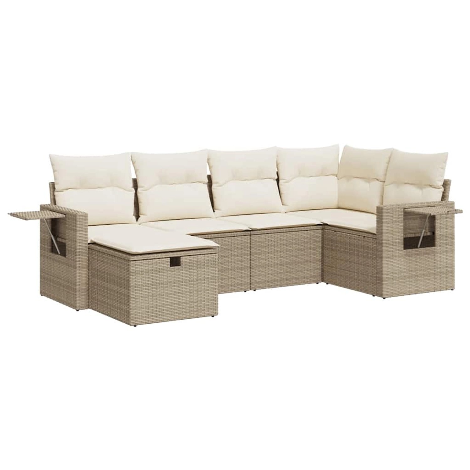 vidaXL 6-Tlg Garten-Sofagarnitur mit Kissen Beige Poly Rattan 3325484 günstig online kaufen