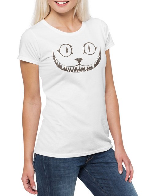 Urban Backwoods Print-Shirt Cheshire Cat II Damen T-Shirt Cats Katze Alice günstig online kaufen