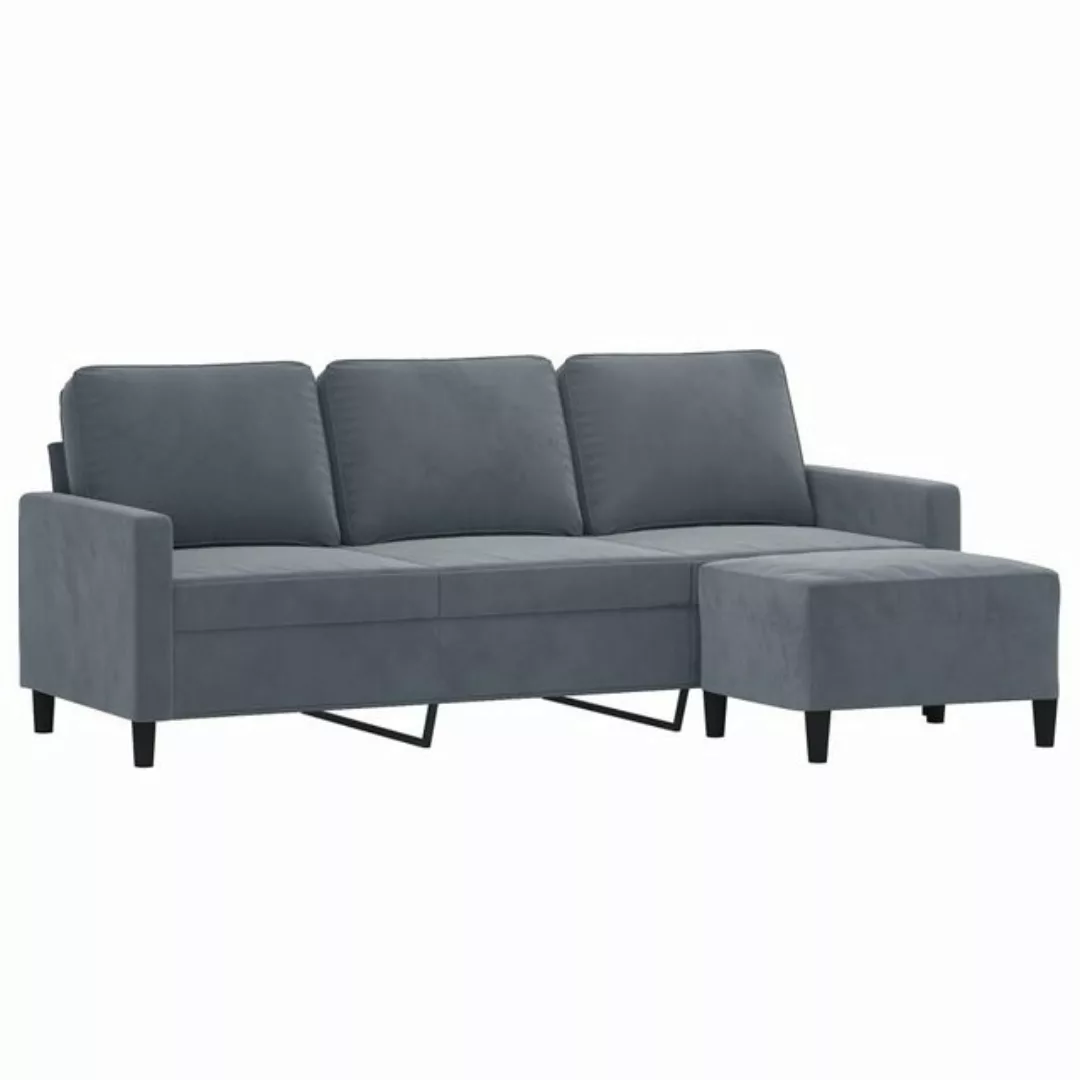 vidaXL Sofa 3-Sitzer-Sofa mit Hocker Dunkelgrau 180 cm Samt günstig online kaufen