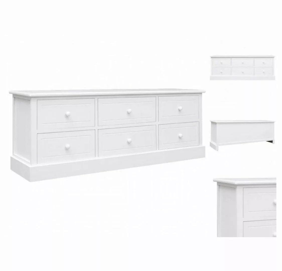 vidaXL TV-Schrank TV-Schrank Weiß 108x30x40 cm Massivholz Paulownia Lowboar günstig online kaufen