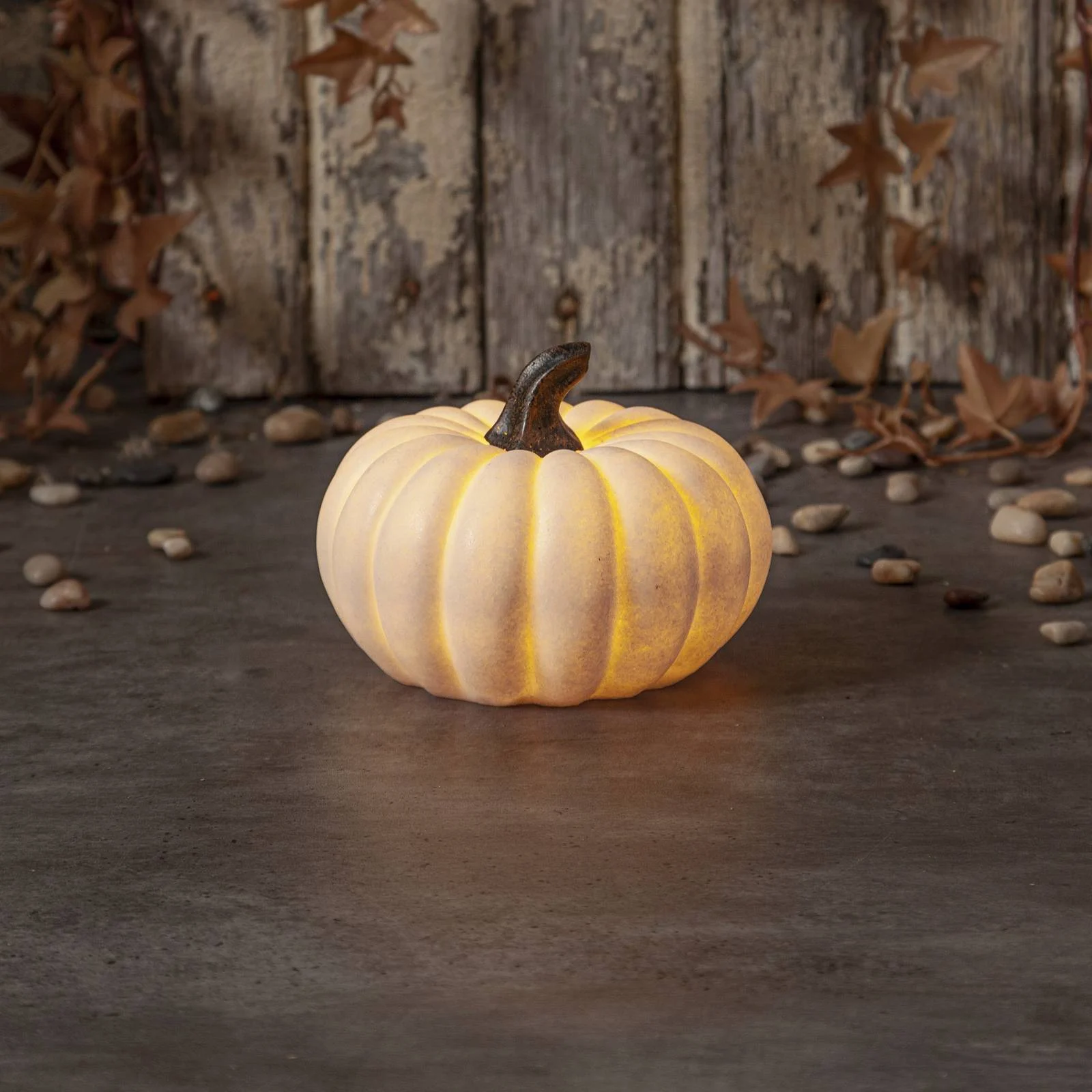 LED-Terrassenleuchte Sandy Pumpkin, Ø 15 cm, weiß, Batterie günstig online kaufen