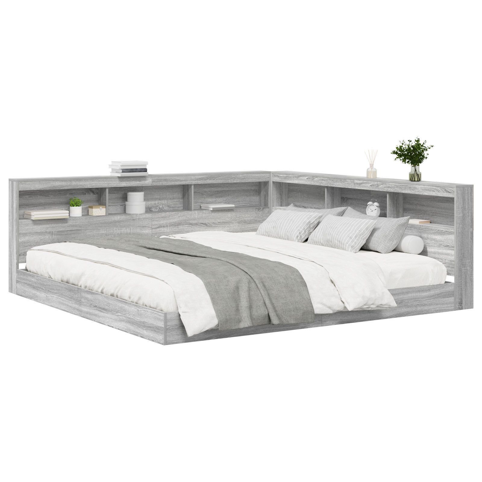 vidaXL Bett Bücherregalbett Grau Sonoma 180 günstig online kaufen