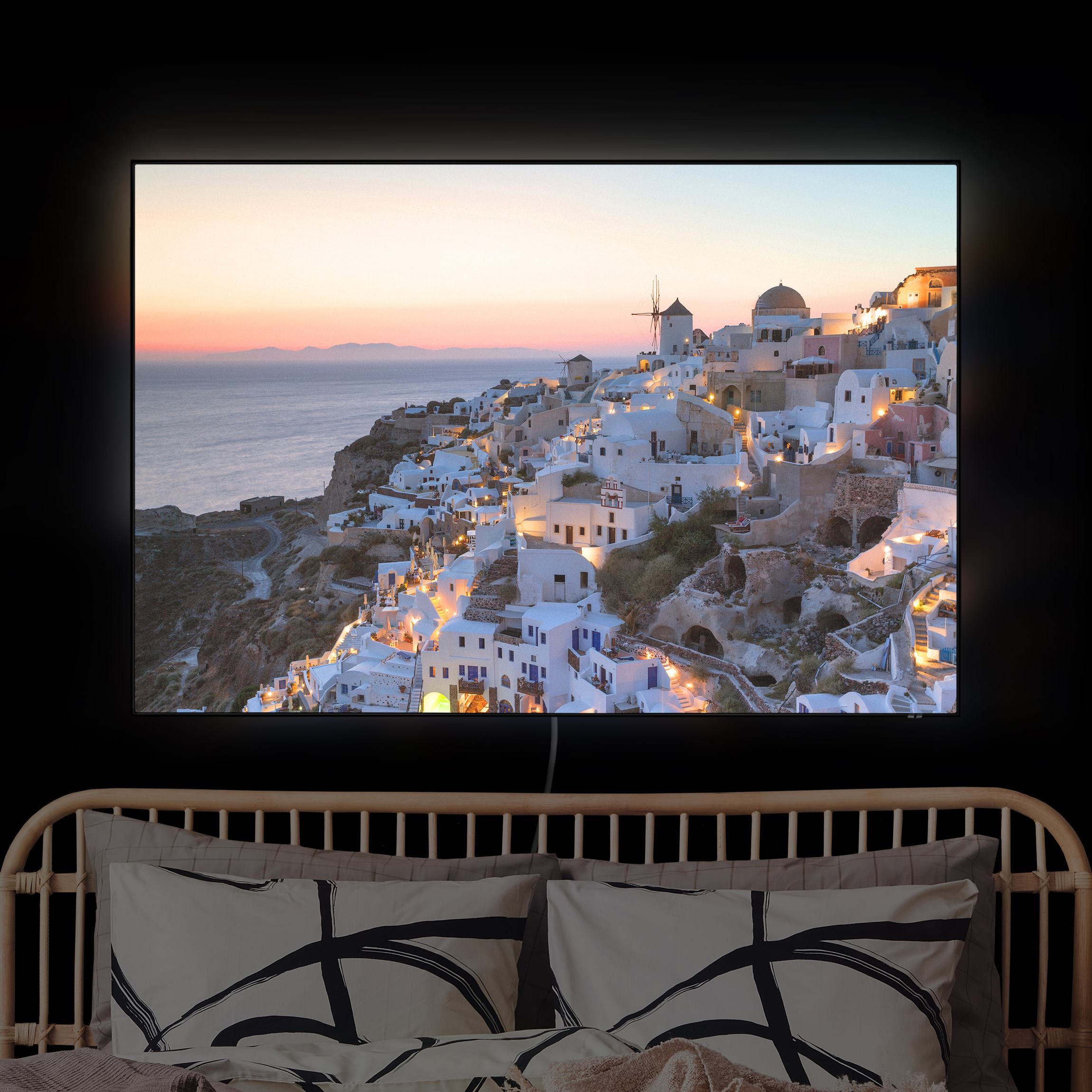 LED-Wechselbild Santorini bei Nacht günstig online kaufen