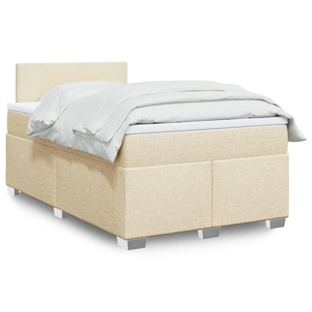 vidaXL Boxspringbett, Boxspringbett mit Matratze Creme 120x200 cm Stoff günstig online kaufen