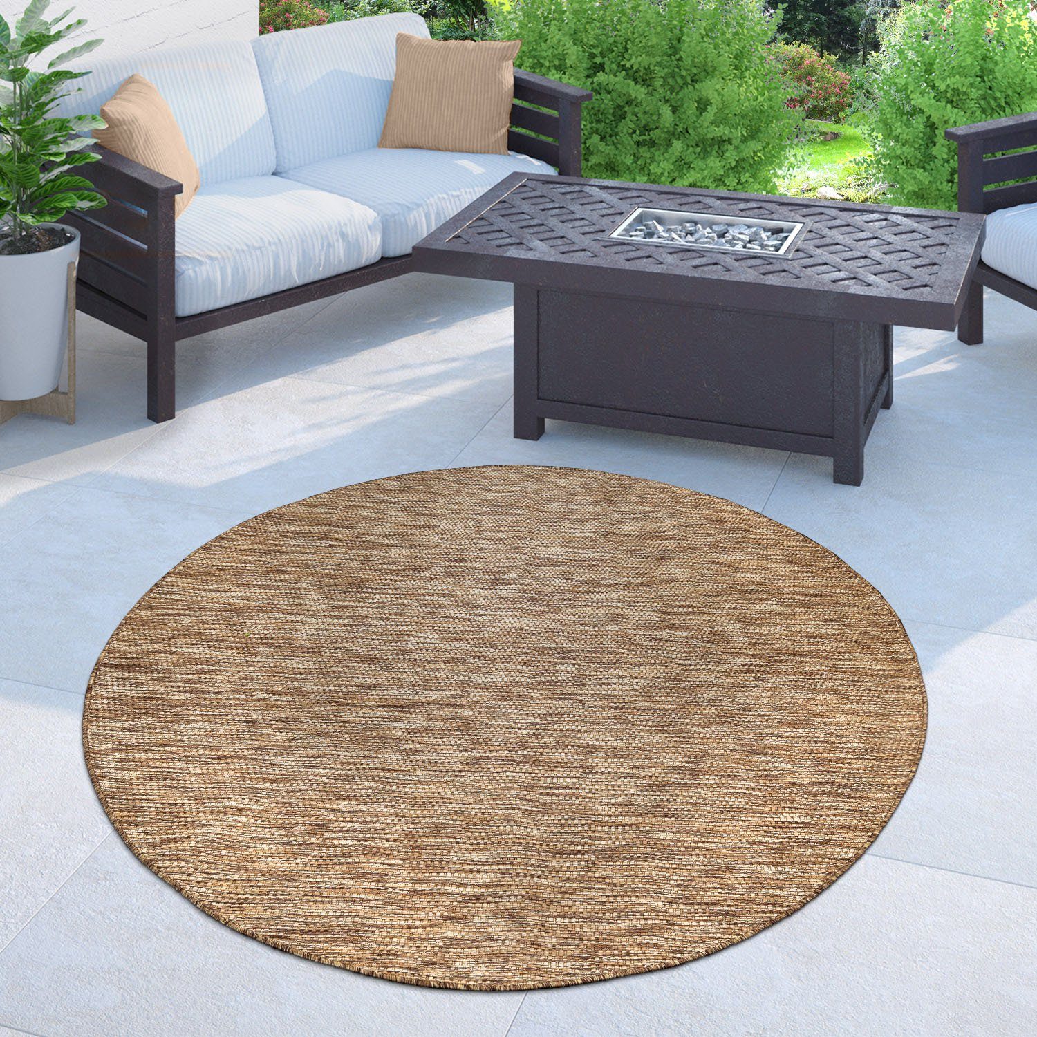 Home affaire Teppich »Venedig«, rund, 5 mm Höhe, In-und Outdoor geeignet, F günstig online kaufen