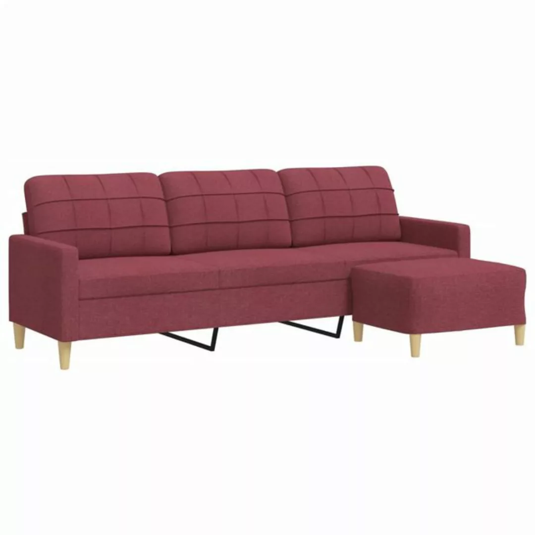 vidaXL Sofa, 3-Sitzer-Sofa mit Hocker Weinrot 210 cm Stoff günstig online kaufen