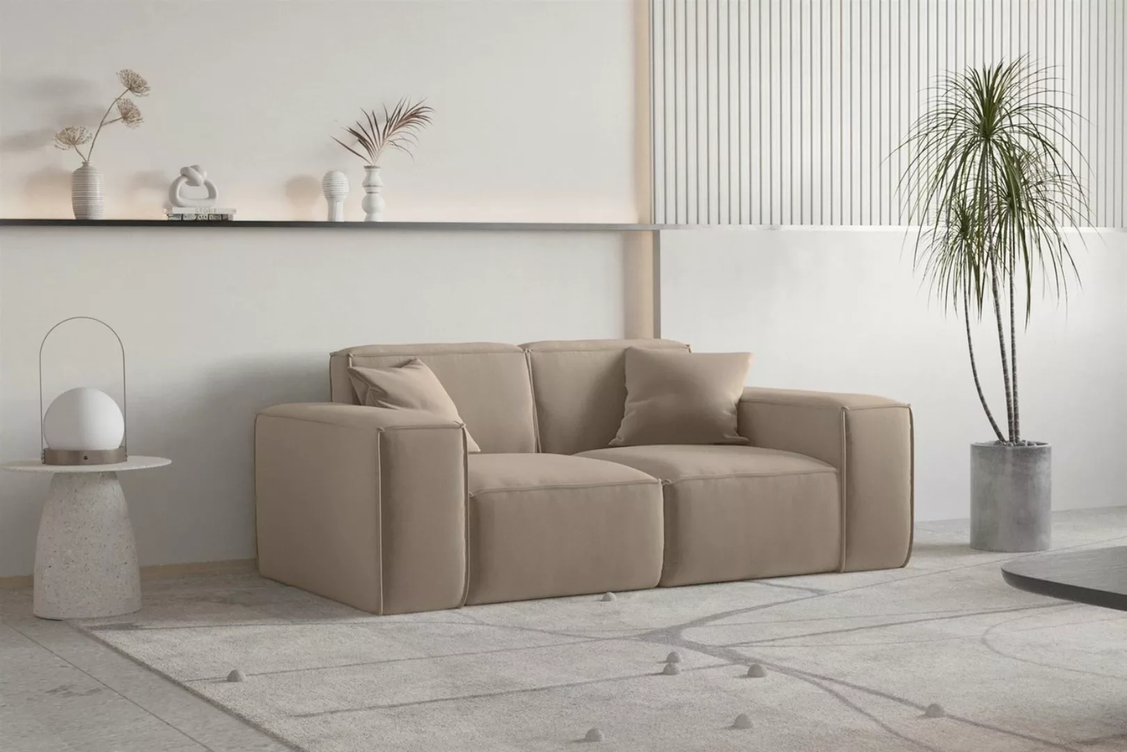 Fun Möbel Sofa Designersofa CESINA 2-Sitzer in Stoff, inkl. 2 Zierkissen, R günstig online kaufen