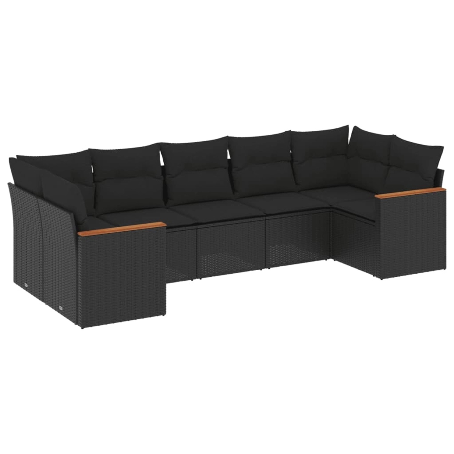 vidaXL 7-Tlg Garten-Sofagarnitur mit Kissen Schwarz Poly Rattan 3258667 günstig online kaufen