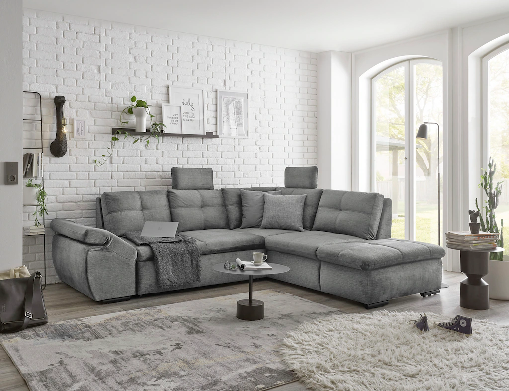 ED EXCITING DESIGN Ecksofa "Alija L-Form", mit Bettfunktion, Armteilverstel günstig online kaufen