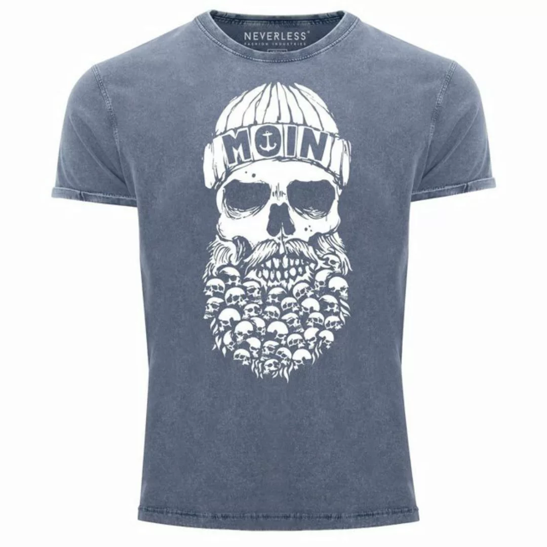 Neverless Print-Shirt Herren Vintage Shirt Totenkopf Nordisch Moin Hamburg günstig online kaufen