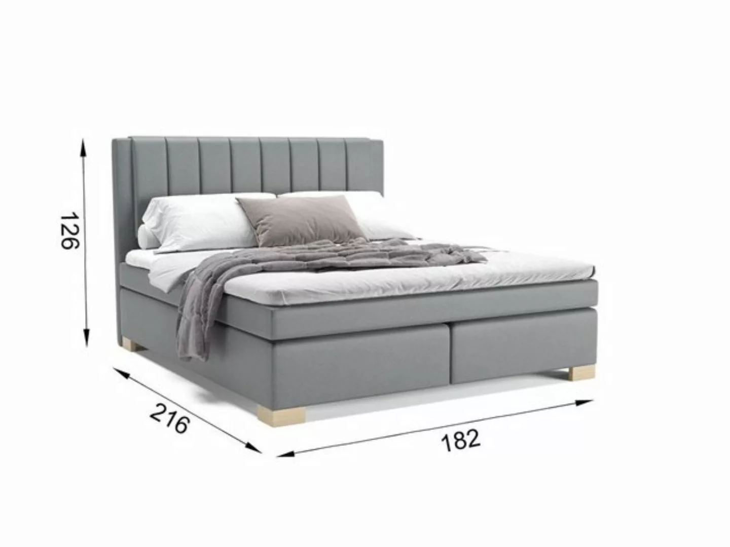 PANDA MÖBEL GmbH Boxspringbett Maurice, Doppelbett, Polsterbett mit Kopftei günstig online kaufen