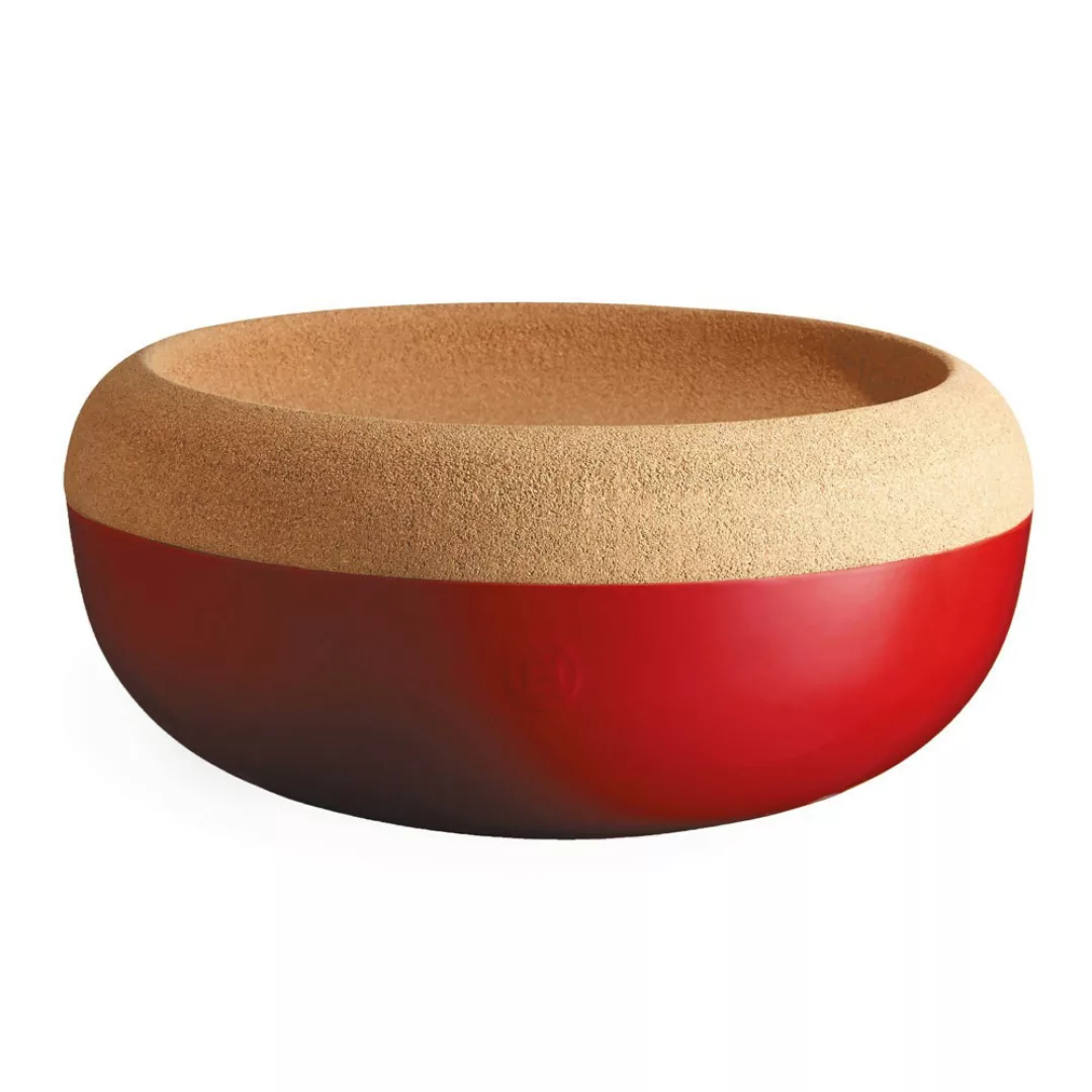 Emile Henry große Aufbewahrungsschüssel Keramik Kork Obstschale Rot 36cm günstig online kaufen