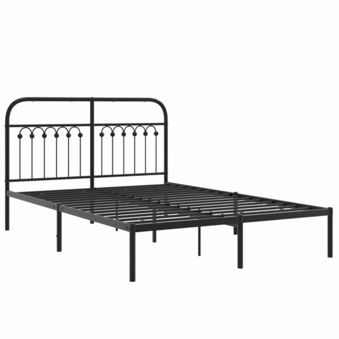 vidaXL Bett Bettgestell mit Kopfteil Metall Schwarz 140x190 cm günstig online kaufen