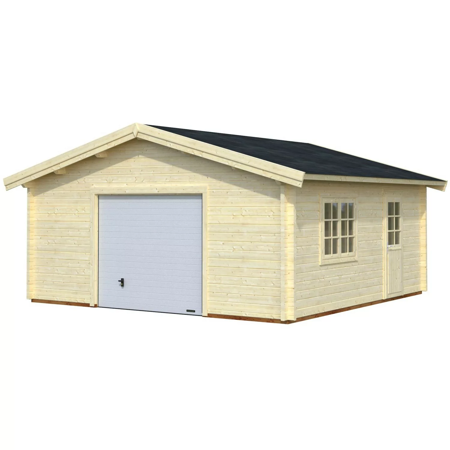 Palmako Holzgarage Roger mit Sektionaltor Natur 540 cm x 540 cm günstig online kaufen