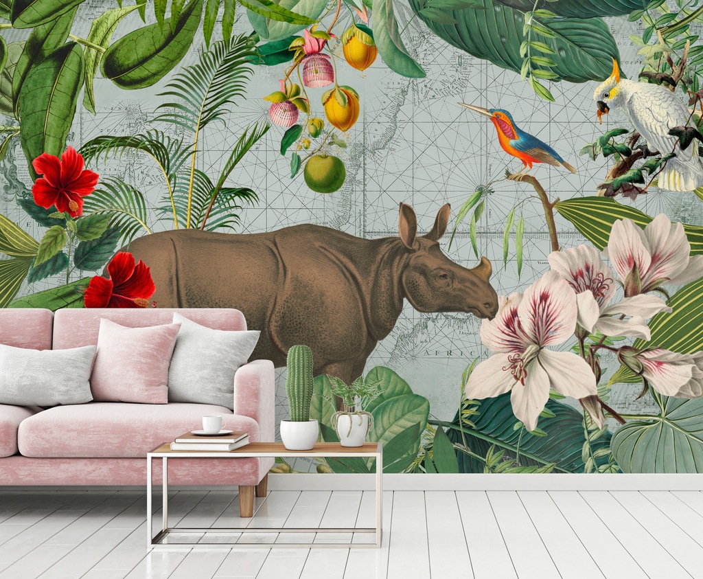 living walls Fototapete »ARTist Jungle Rhino«, Vlies, Wand, Schräge günstig online kaufen