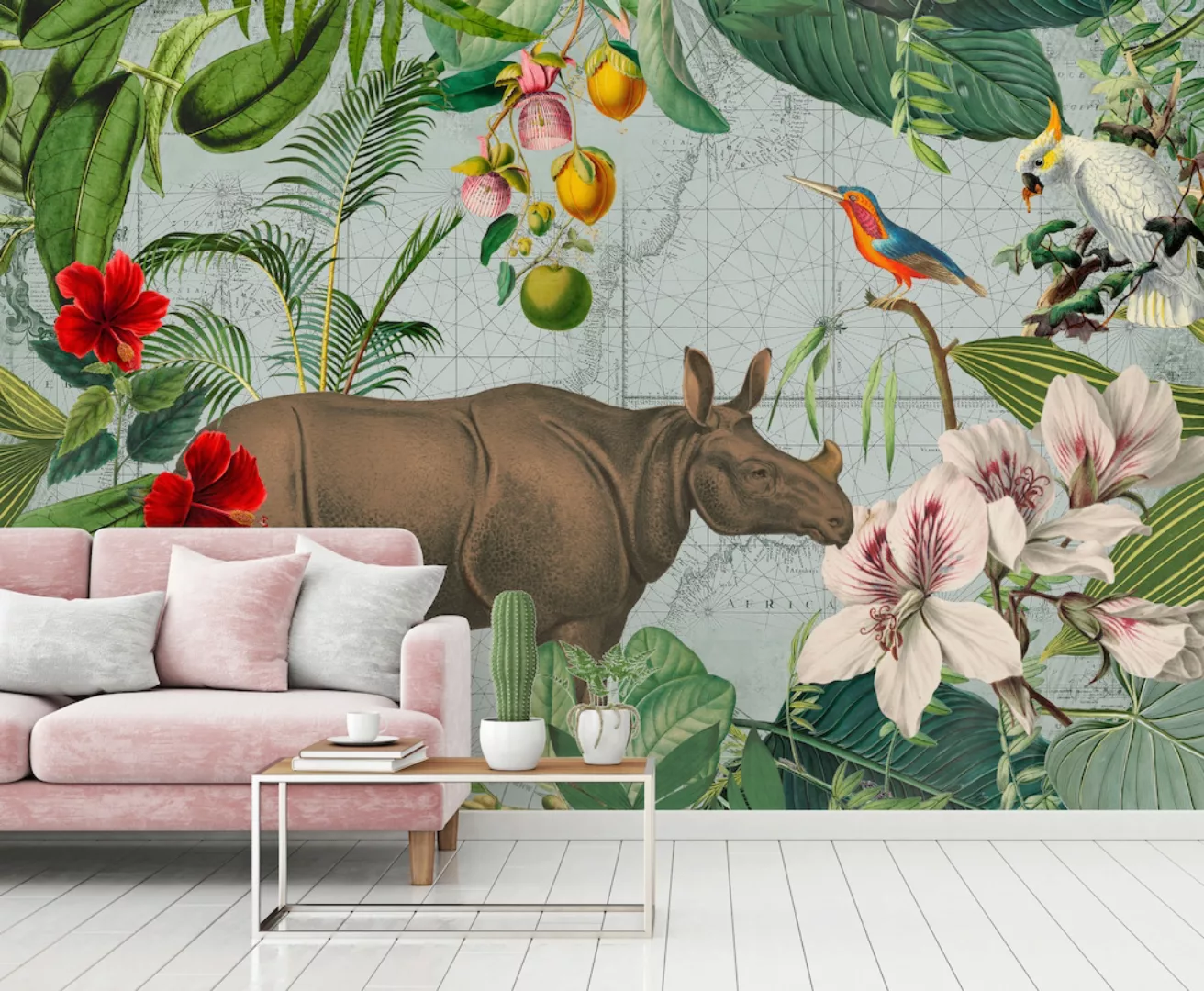 living walls Fototapete »ARTist Jungle Rhino«, Vlies, Wand, Schräge günstig online kaufen