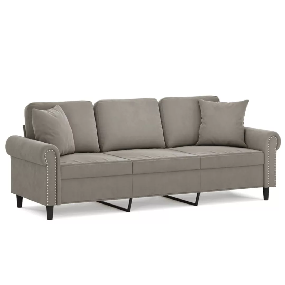 Vidaxl 3-sitzer-sofa Mit Kissen Hellgrau 180 Cm Samt günstig online kaufen