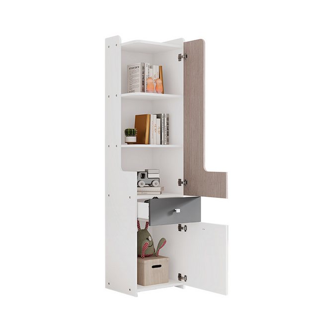 HAUSS SPLOE Holzbett Bücherregal mit L-förmigen Tür, Schublade, MDF, Weiß U günstig online kaufen